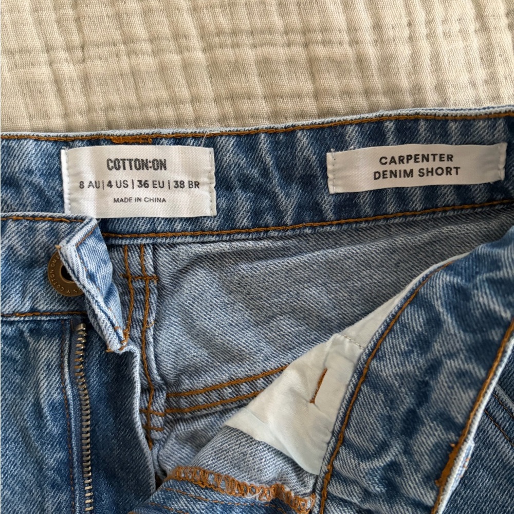 Cotton On Light Blue Carpenter Denim Shorts